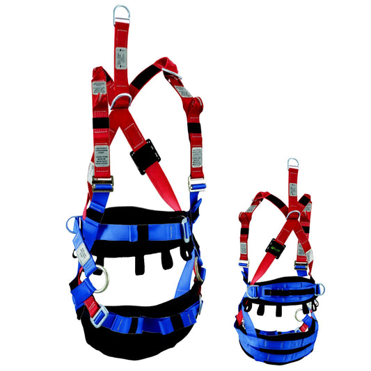 Miller Tower Worker Harness w/front & rear fall arrest, ext dorsal, side & CS Loops, Medium