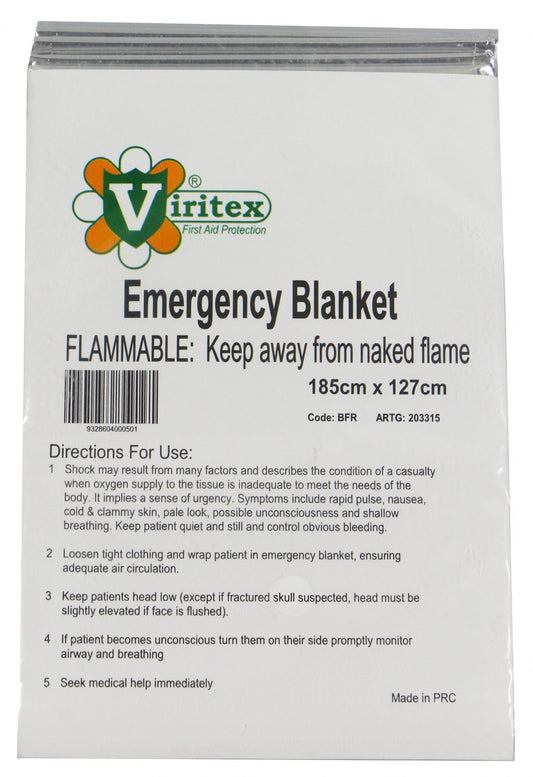 VIRITEX BFR Blanket Emergency Foil Thermal Viritex 1.8m x 1.27m