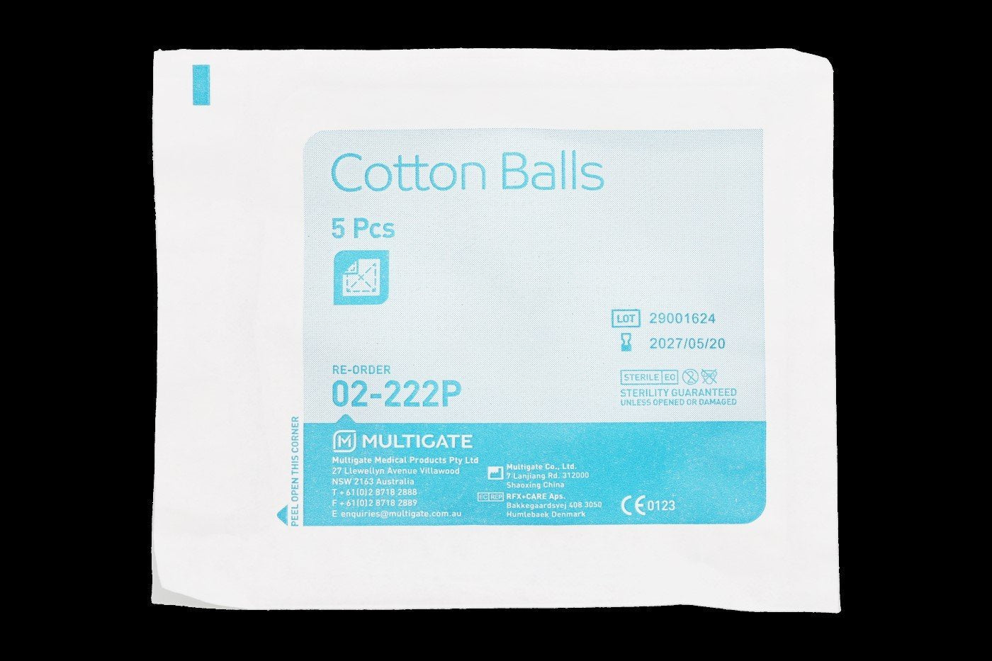 MULTIGATE MEDICAL CB5-1 Sterile Cotton Wool Balls Pack of 5