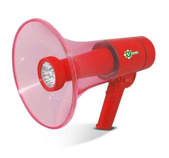 VIRITEX VX3170 Hand-Held Megaphone, 40W with Torch & Siren, Waterproof, Red
