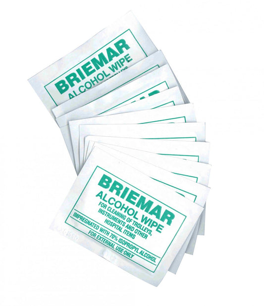 BRIEMAR NOMINEES WP1010-10 70% Isopropyl Alcohol Surface Wipes 165mm x 140mm Pack of 10