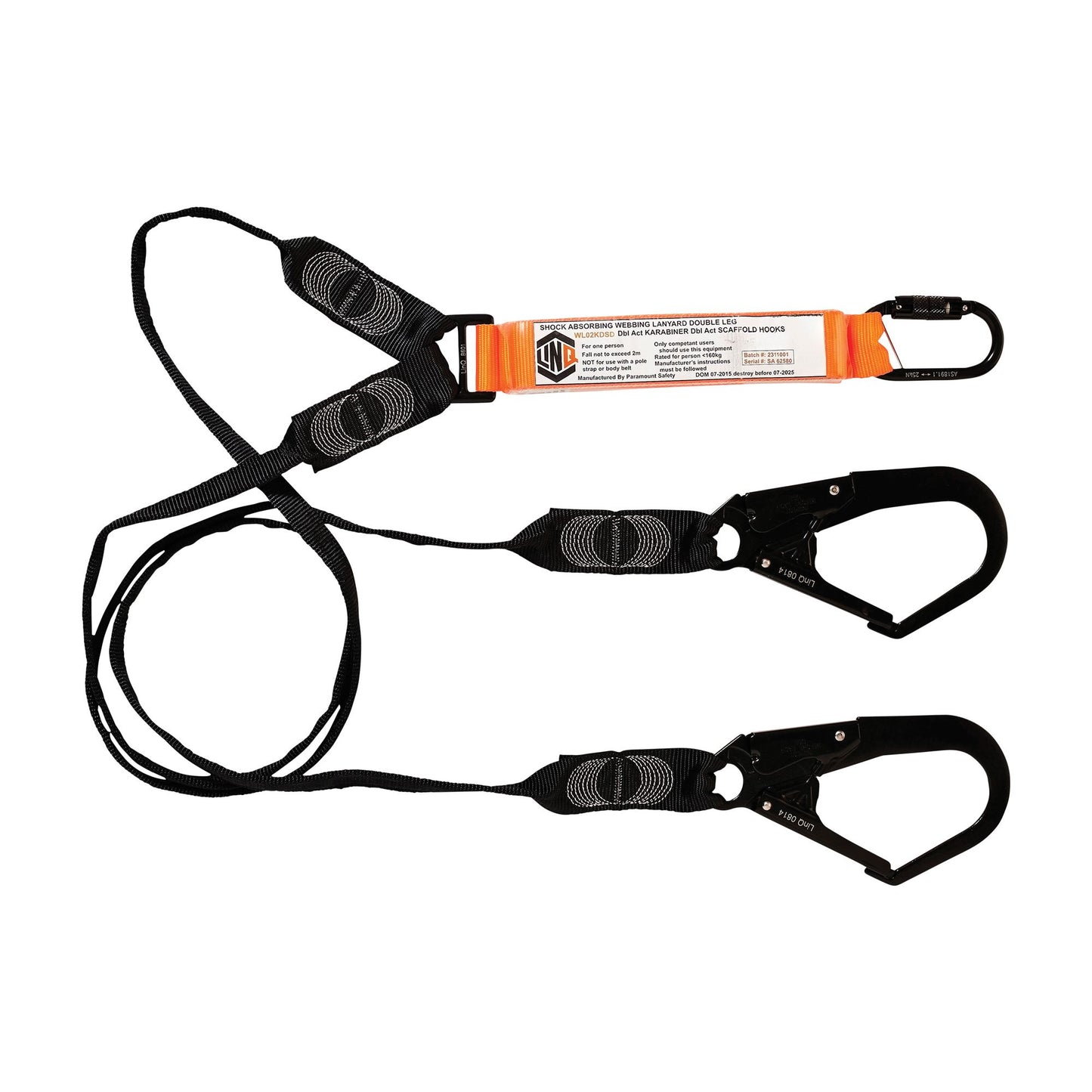 LINQ Height Safety Elite Double Leg Shock Absorbing Webbing Lanyard With Hardware KD & SD