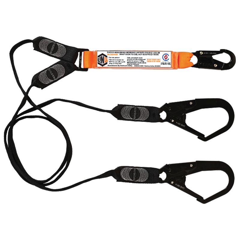 LINQ Height Safety Elite Double Leg Shock Absorbing Webbing Lanyard With Hardware SN & SD X2