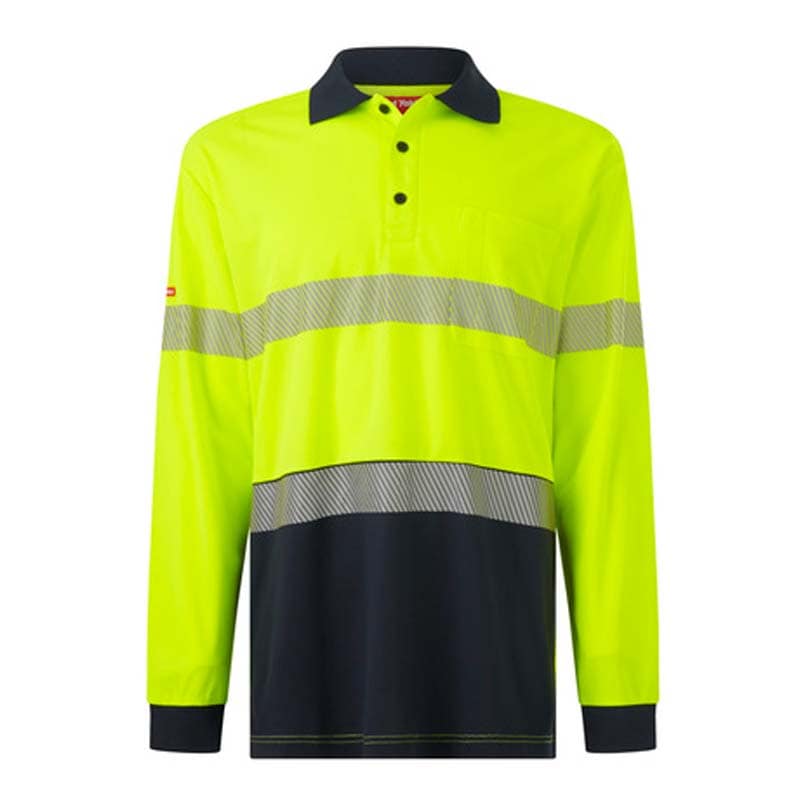 Hard Yakka Y19619 Mens Long Sleeve Hi Vis Taped Polo