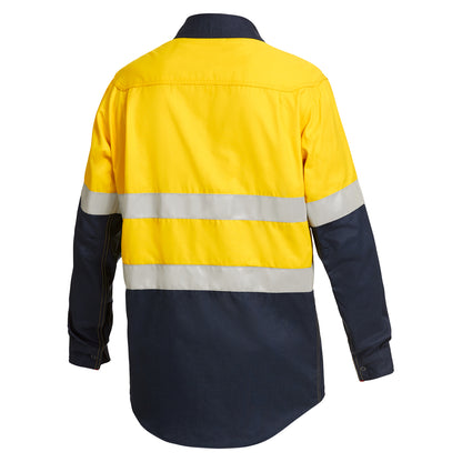 King Gee Y04350 ShieldTec FR Hi Vis 2 Tone Open Front Taped Shirt PPE2