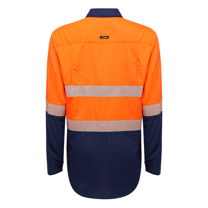 King Gee Y04370 ShieldTec LENZING FR Hi Vis 2Tone Open Front Taped Shirt PPE1