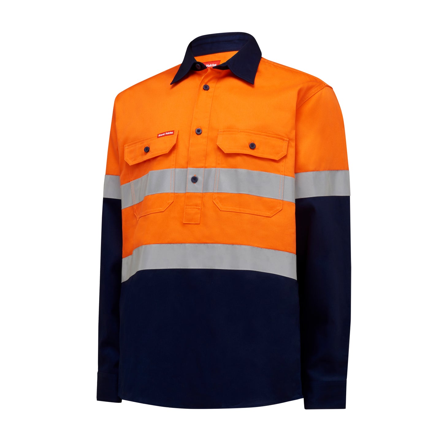 Hard Yakka Y04615 Core Hi-Vis Long Sleeve Heavyweight Closed Front Taped Shirt