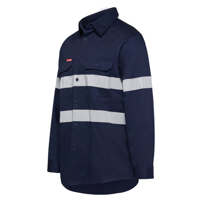 Hard Yakka Y07227 Hi-Vis Cotton Drill Long Sleeve Taped Shirt