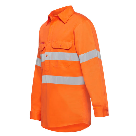 Hard Yakka Y07899 Hi-Vis Closed Front Taped Long Sleeve Cotton Drill Shirt