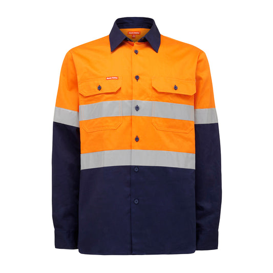 Hard Yakka Y07990 Hi-Vis 2 Tone Long Sleeve Taped Cotton Drill Shirt