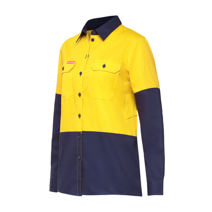 Hard Yakka Y08225 Women's Core 2 Tone Hi-Vis Vented Long Sleeve Shirt