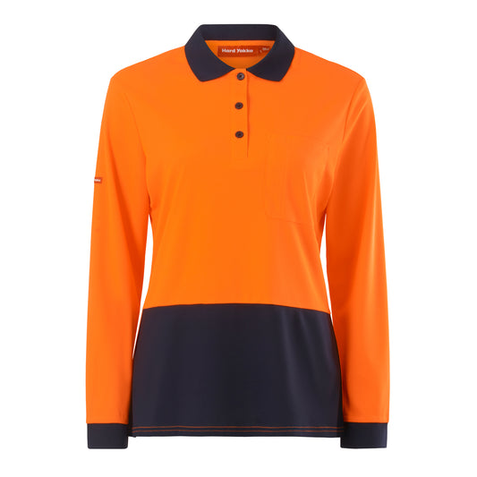 Hard Yakka Y08603 Womens Long Sleeve Hi Vis Polo