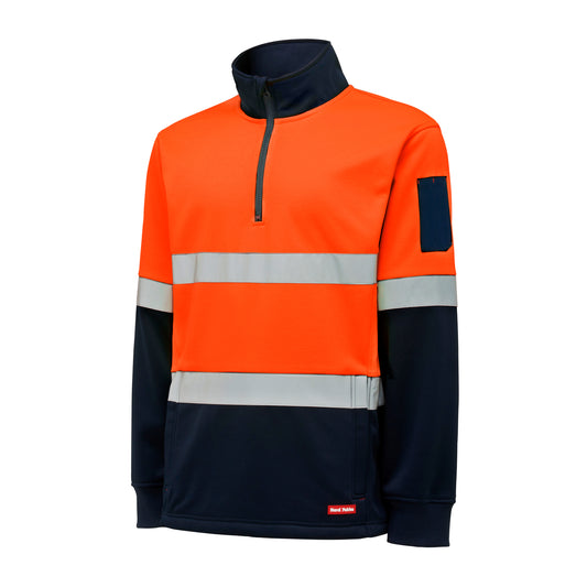 Hard Yakka Y19270 Hi-Vis 2 Tone 1/4 Zip Brushed Taped Fleece Jumper