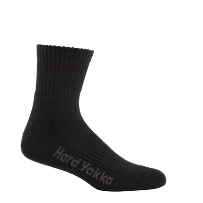 Hard Yakka Y20012 Core Cotton Rich Padded Quarter Crew Sock - 5 Pack