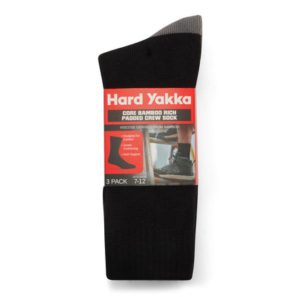 Hard Yakka Y20015 Core Bamboo Rich Padded Crew Sock - 3 Pack