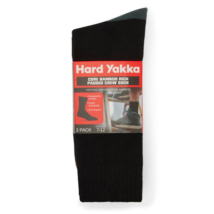 Hard Yakka Y20015 Core Bamboo Rich Padded Crew Sock - 3 Pack