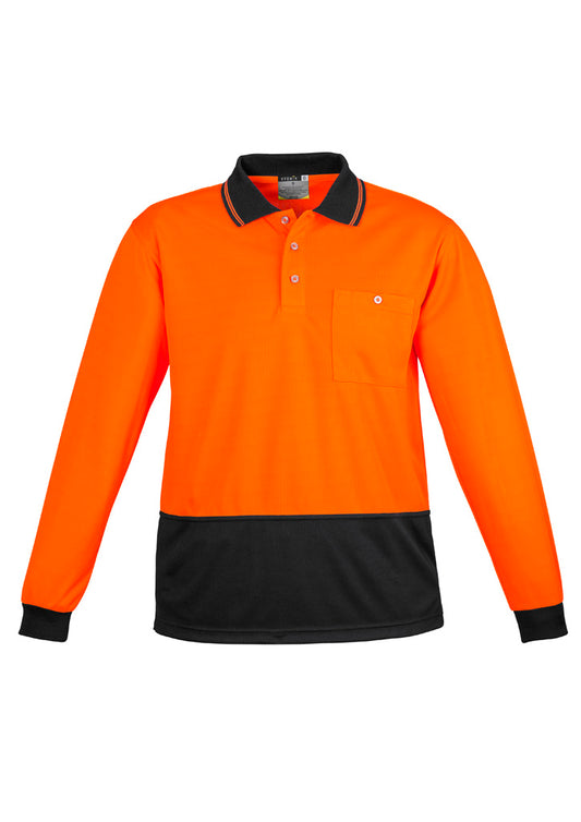 Syzmik Unisex Hi Vis Basic Long Sleeve Polo - Orange/Black