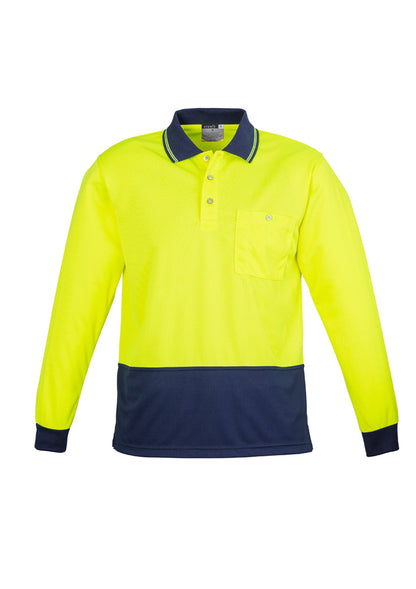 Syzmik Unisex Hi Vis Basic Long Sleeve Polo - Yellow/Navy