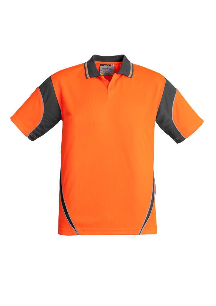 Syzmik Men's Hi Vis Aztec Short Sleeve Polo - Orange/Charcoal