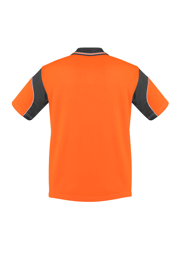 Syzmik Men's Hi Vis Aztec Short Sleeve Polo - Orange/Charcoal