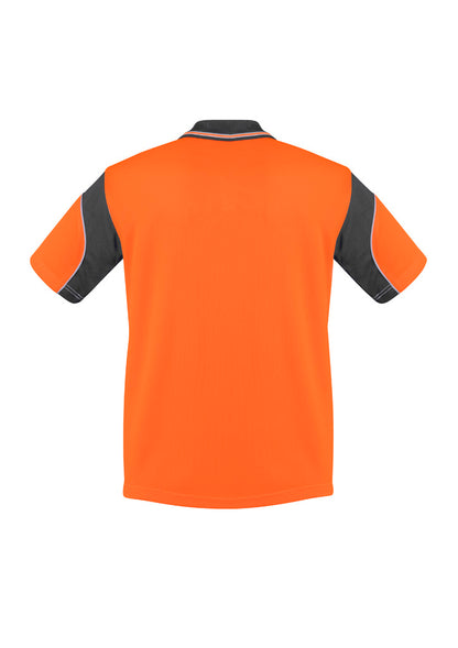 Syzmik Men's Hi Vis Aztec Short Sleeve Polo - Orange/Charcoal
