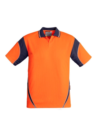 Syzmik Men's Hi Vis Aztec Short Sleeve Polo - Orange/Navy