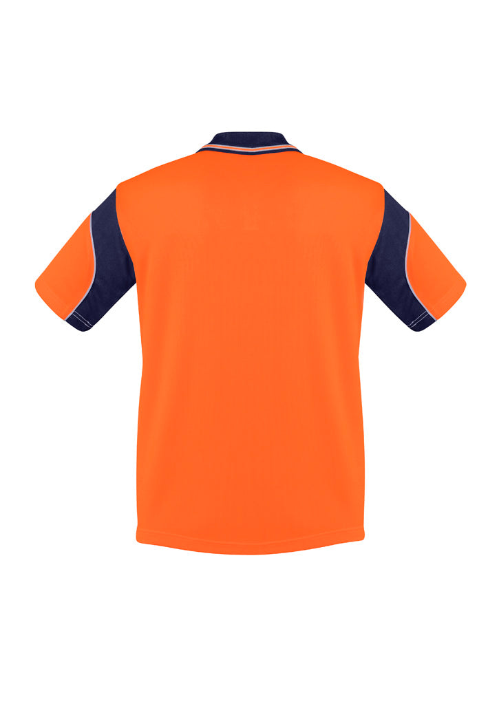 Syzmik Men's Hi Vis Aztec Short Sleeve Polo - Orange/Navy