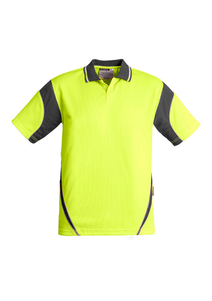 Syzmik Men's Hi Vis Aztec Short Sleeve Polo - Yellow/Charcoal