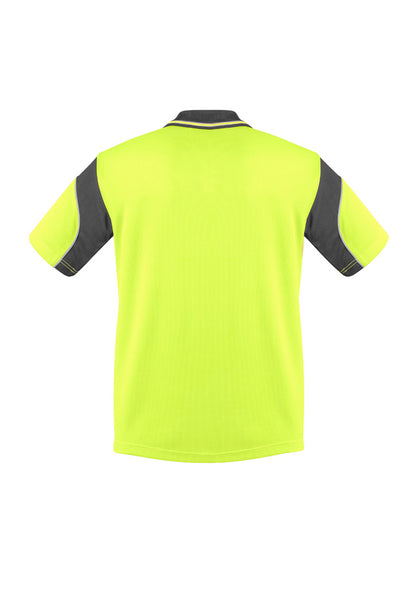Syzmik Men's Hi Vis Aztec Short Sleeve Polo - Yellow/Charcoal