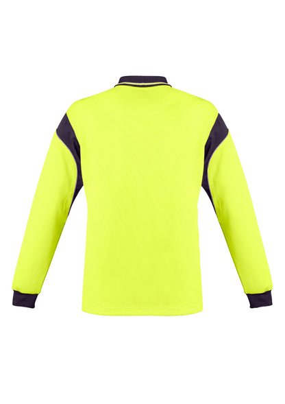 Syzmik Men's Hi Vis Aztec Long Sleeve Polo - Yellow/Navy