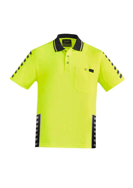 Syzmik Men's Hi Vis Komodo Short Sleeve Polo - Yellow/Black