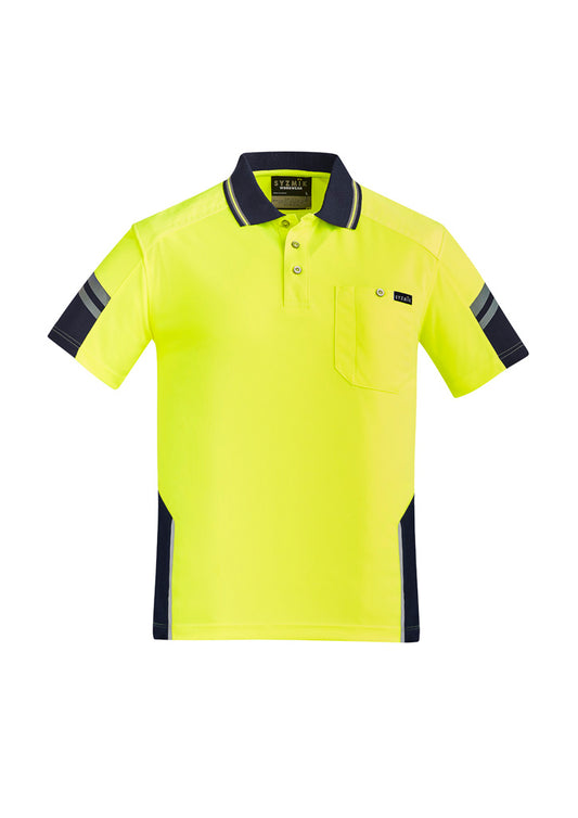 Syzmik Men's Hi Vis Reinforced Squad Short Sleeve Polo - Yellow/Navy