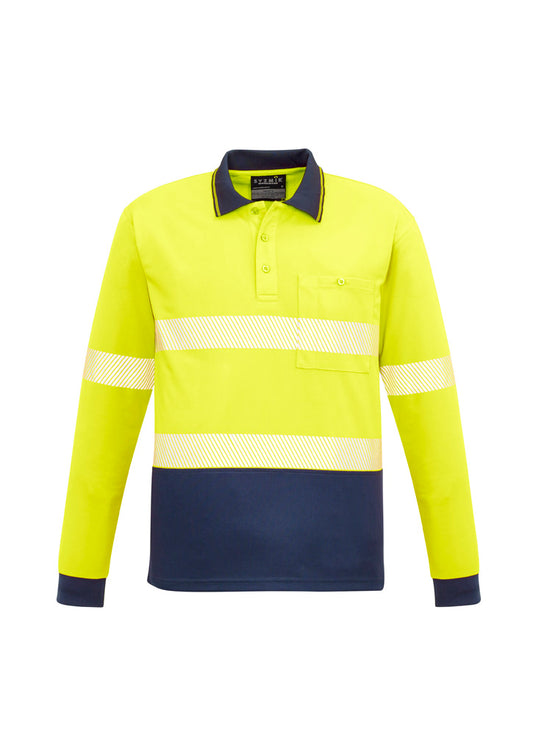 Syzmik Unisex Hi Vis Segmented Tape Long Sleeve Polo - Yellow/Navy