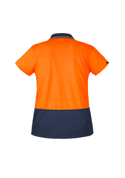 Syzmik Women's Hi Vis Basic Short Sleeve Polo - Orange/Navy