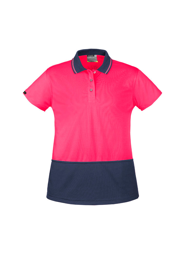 Syzmik Women's Hi Vis Basic Short Sleeve Polo - Pink/Navy