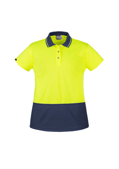 Syzmik Women's Hi Vis Basic Short Sleeve Polo - Yellow/Navy