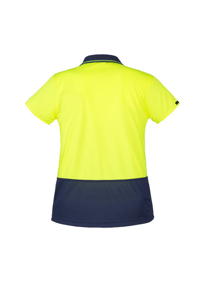 Syzmik Women's Hi Vis Basic Short Sleeve Polo - Yellow/Navy