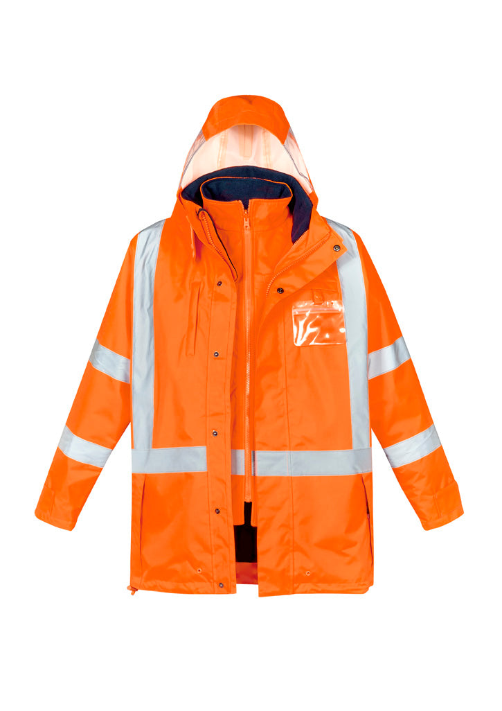 Syzmik Men's Hi Vis X Back 4 In 1 Waterproof Jacket - Orange/Navy