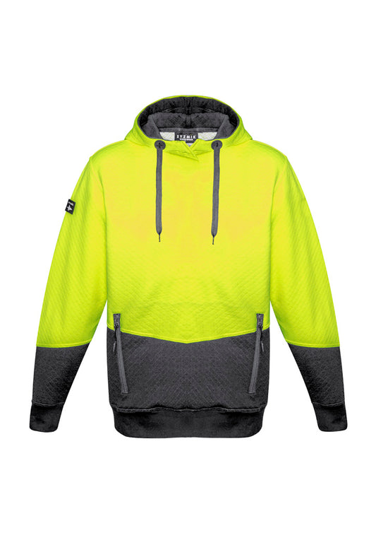 Syzmik Unisex Hi Vis Textured Jacquard Hoodie - Yellow/Charcoal