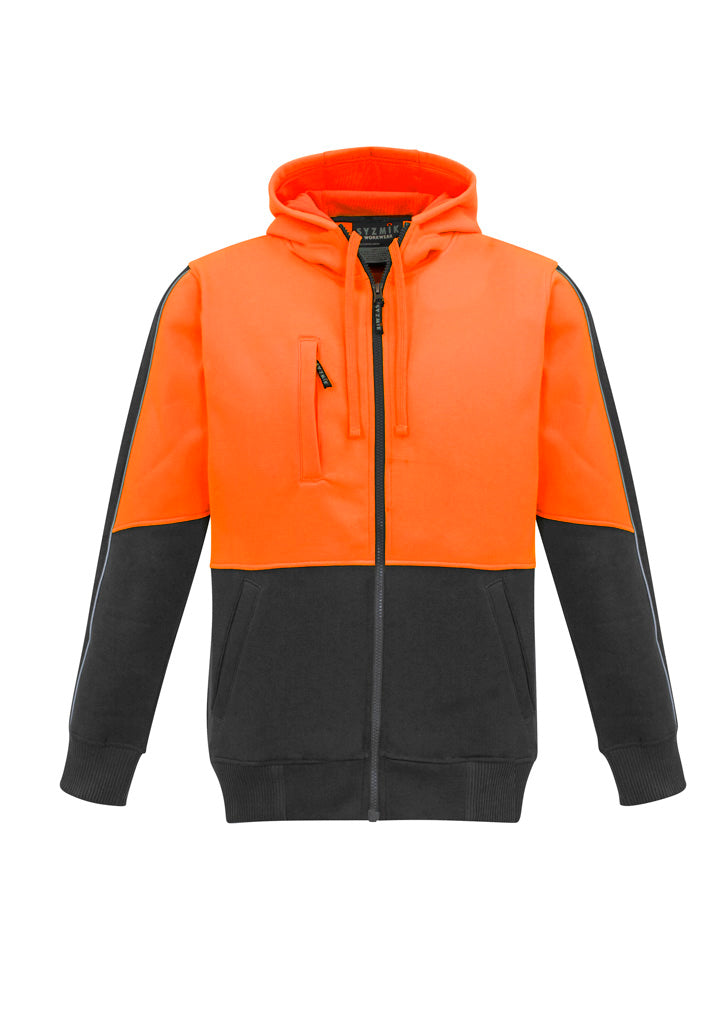 Syzmik Unisex Hi Vis Full Zip Hoodie - Orange/Charcoal