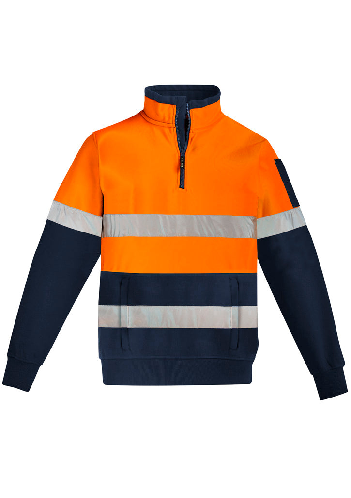Syzmik Unisex Hi Vis 1/4 Zip Pullover - Hoop Taped - Orange/Navy