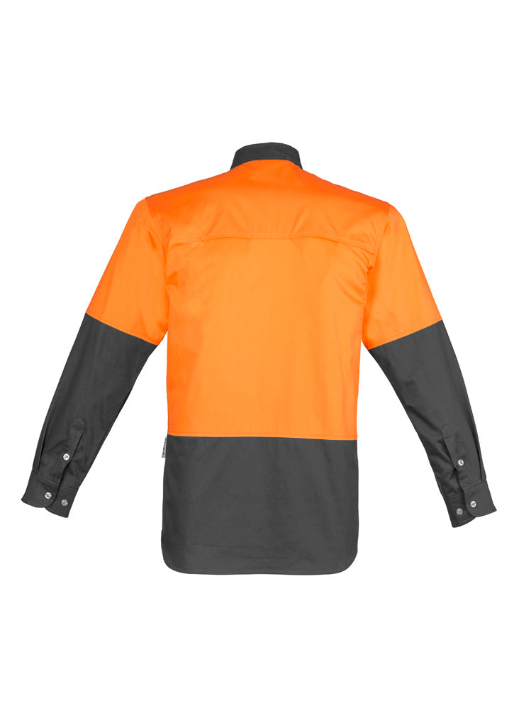 Syzmik Men's Industrial Long Sleeve Shirt - Orange/Charcoal