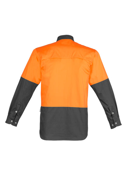 Syzmik Men's Industrial Long Sleeve Shirt - Orange/Charcoal