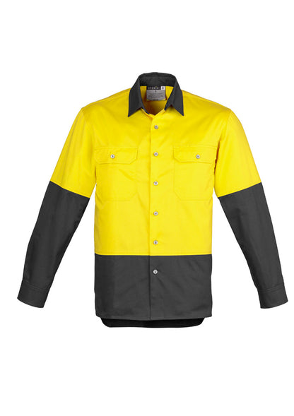 Syzmik Men's Industrial Long Sleeve Shirt - Yellow/Charcoal
