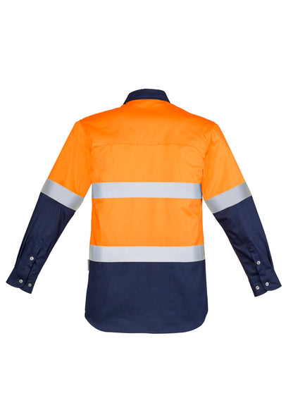 Syzmik Men's Industrial Long Sleeve Shirt - Hoop Taped - Orange/Navy