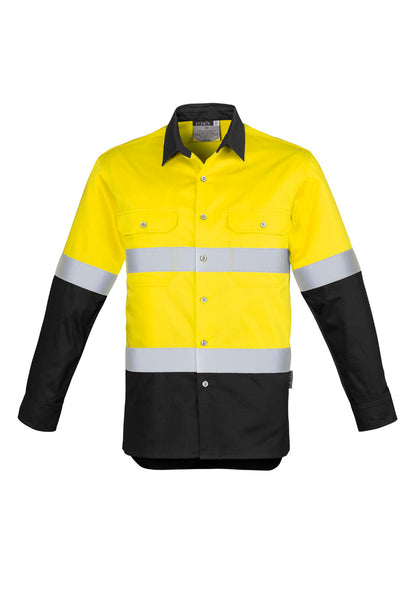 Syzmik Men's Industrial Long Sleeve Shirt - Hoop Taped - Yellow/Black