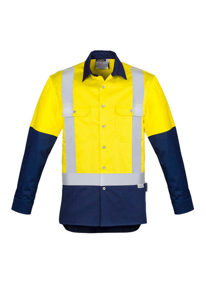 Syzmik Men's Industrial Long Sleeve Shirt - Shoulder Taped - Yellow/Navy