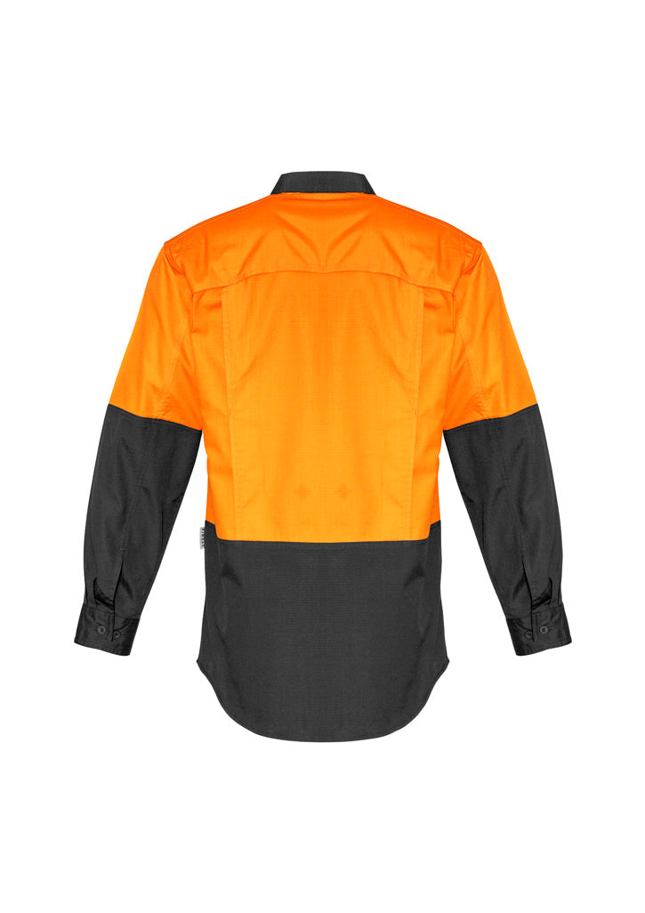 Syzmik Men's Rugged Cooling Hi Vis Long Sleeve Shirt - Orange/Charcoal