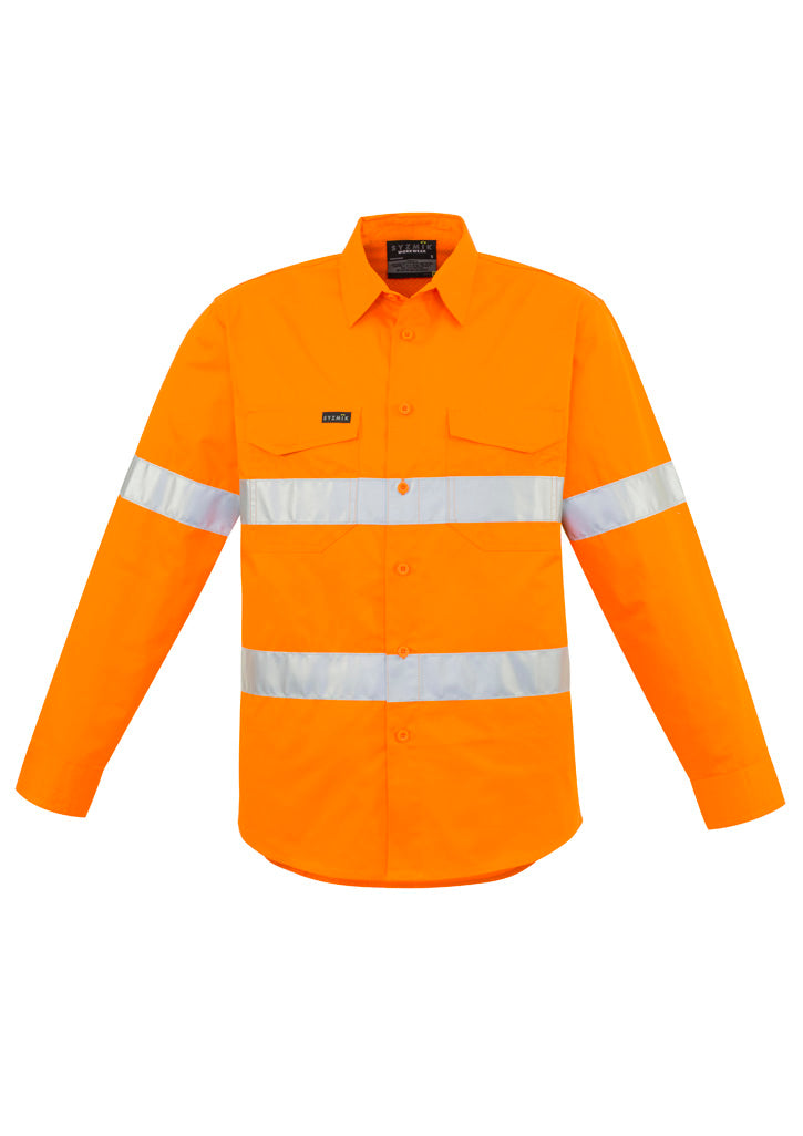 Syzmik Men's Hi Vis Hoop Taped Long Sleeve Shirt - Orange