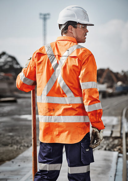 Men's Hi Vis X Back Taped Long Sleeve Shirt